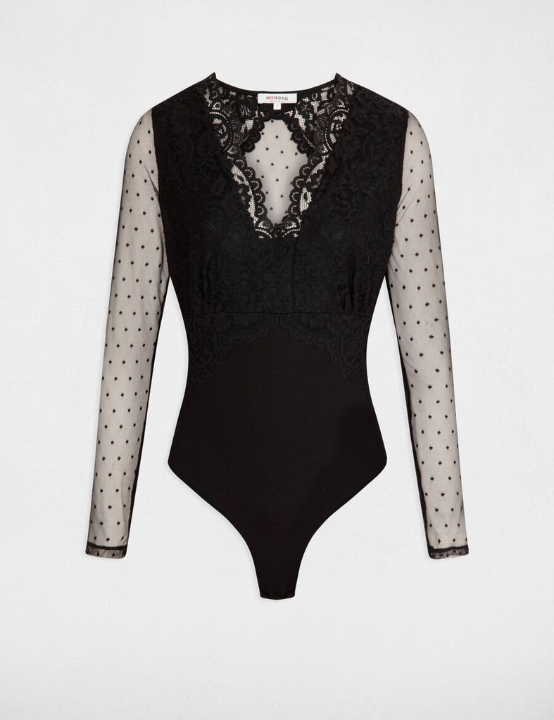 Body manga larga encaje negro 242-Tiriva