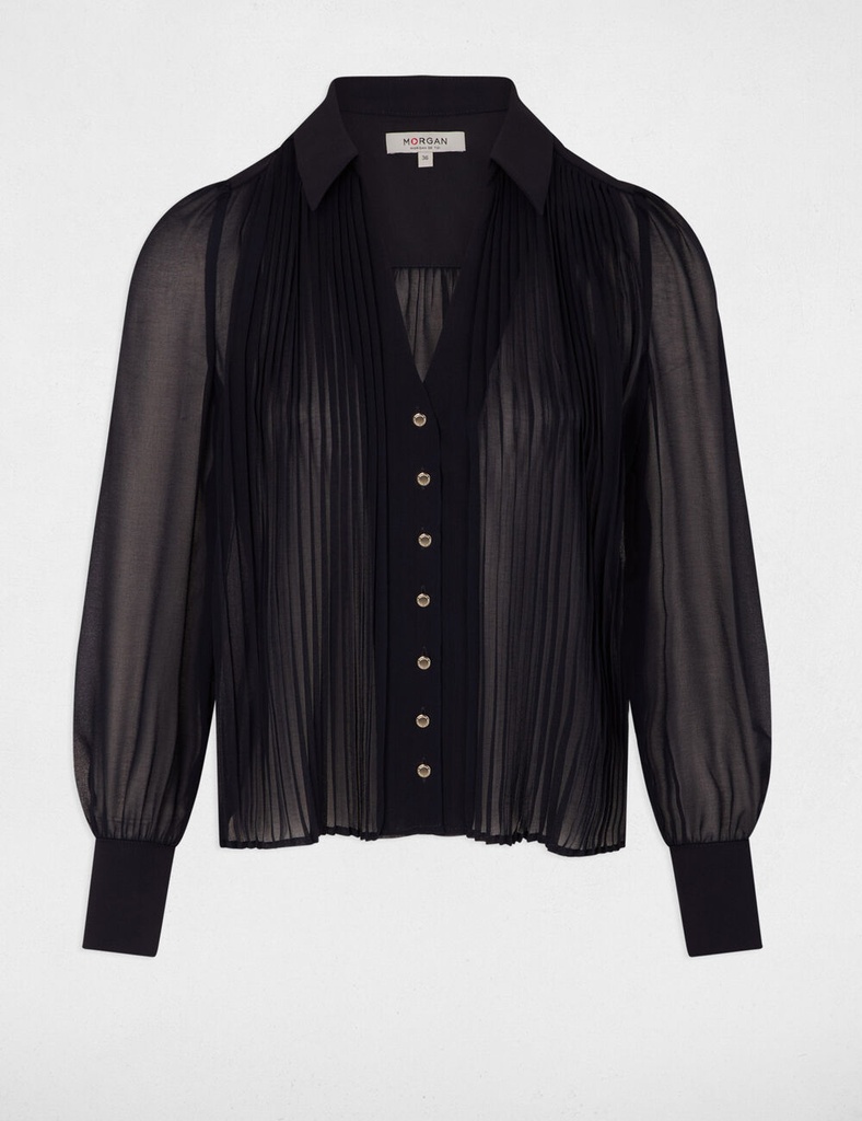 Camisa manga larga pliegues marino 242-Cplia