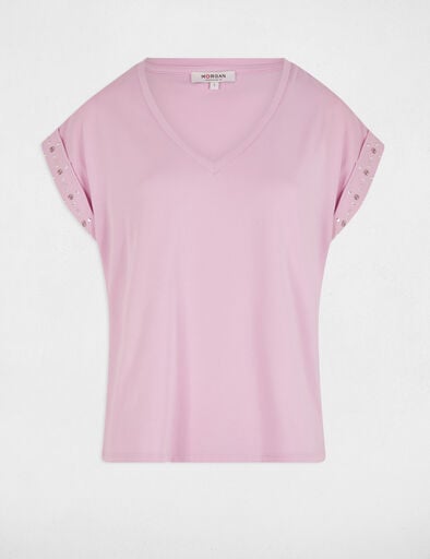 Camiseta manga corta tachuelas rosa pastel 252-Dglow