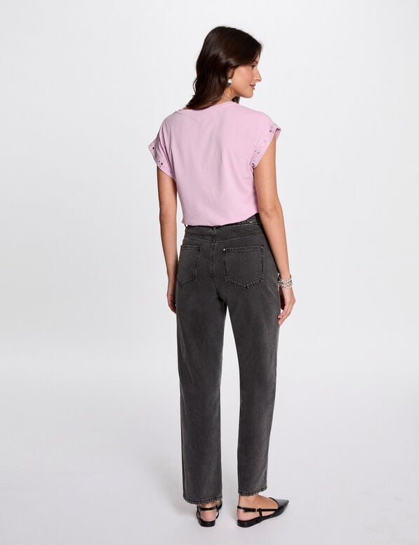 Camiseta manga corta tachuelas rosa pastel 252-Dglow