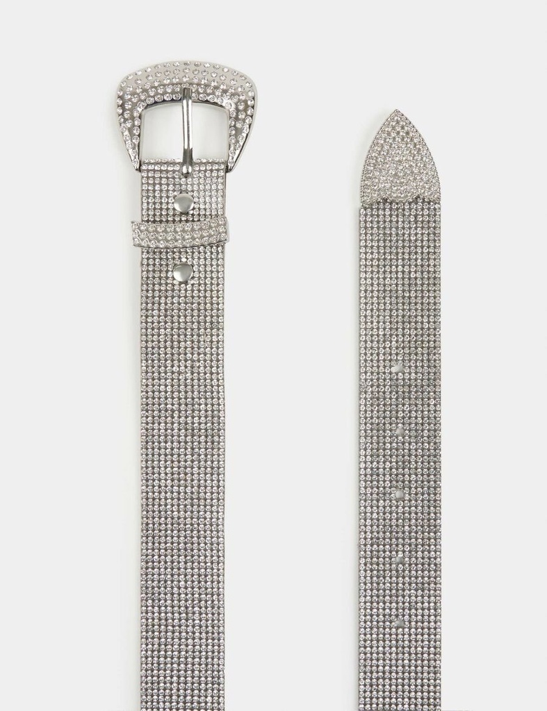 Cinturón con strass plateado 242-3Fouli
