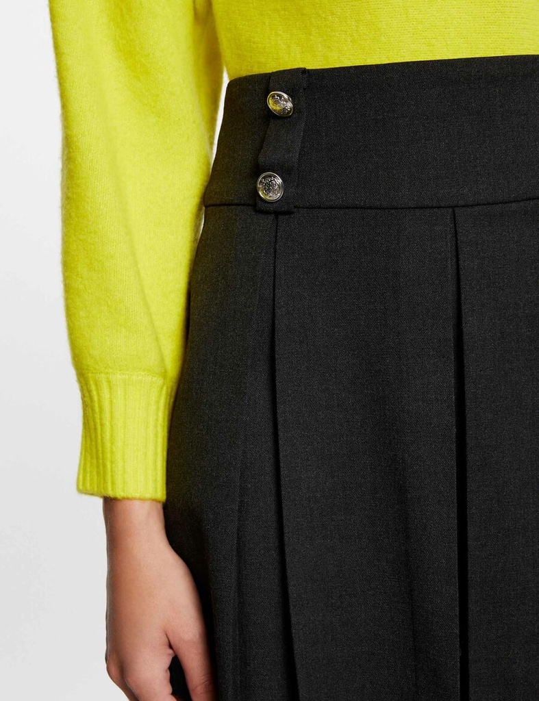 Falda evase con pliegues gris anthracite mujer 232-Josh.f
