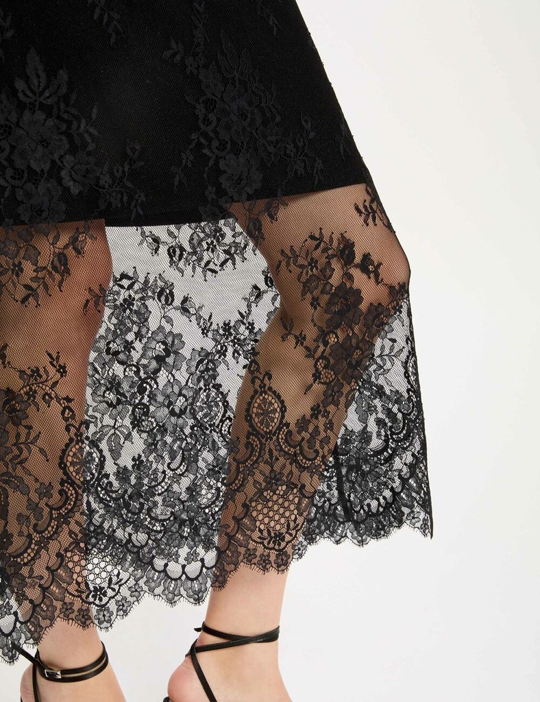 Falda larga con encaje negro 242-Jdenty