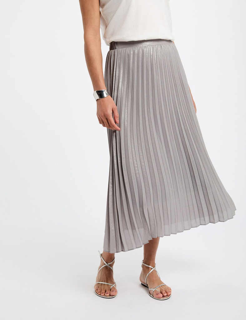 Falda larga plisada couleur argent 252-JPlisan