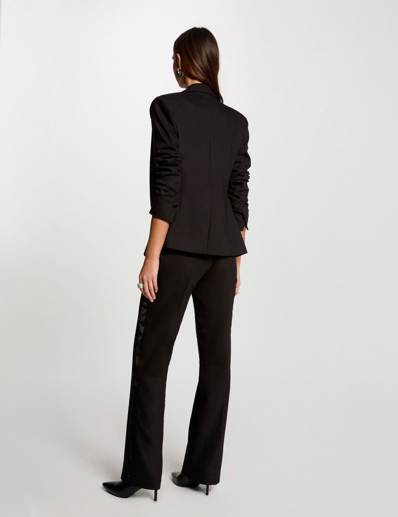 Pantalon negro con raya en raso 242-Pfiby.f