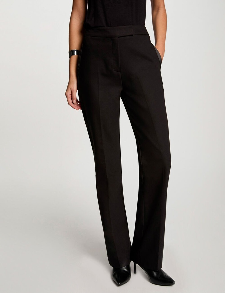 Pantalon negro con raya en raso 242-Pfiby.f
