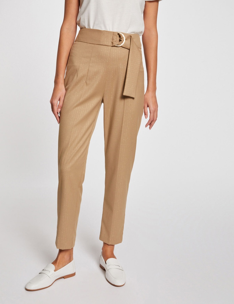 Pantalón ajustado con rayas cámel 241-Pbac.f