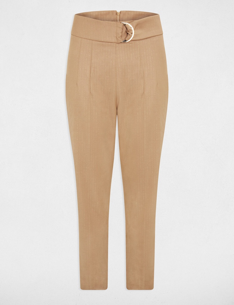 Pantalón ajustado con rayas cámel 241-Pbac.f