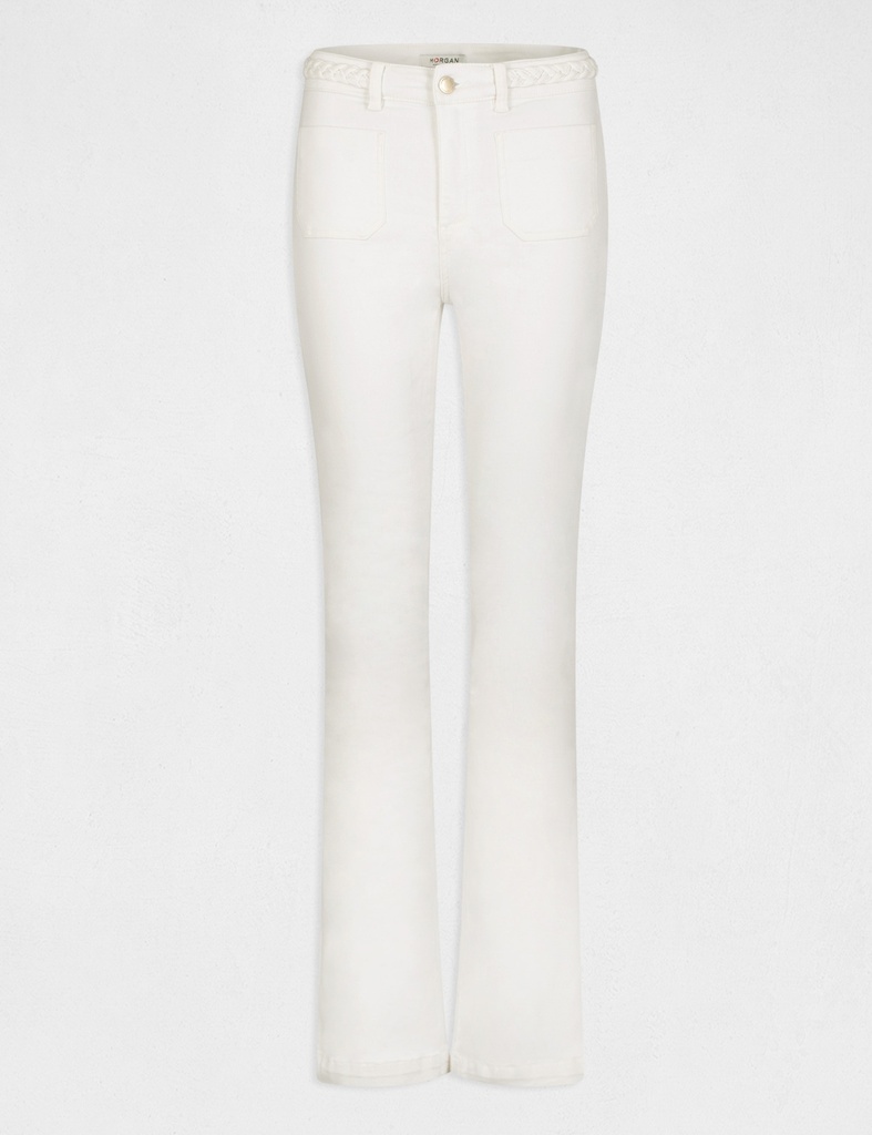 Pantalón boot-cut con detalles trenzados crudo 221-Pseven