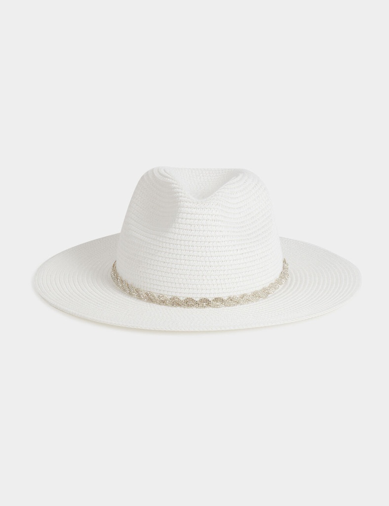 Sombrero trenzado con strass blanco 251-5STAR