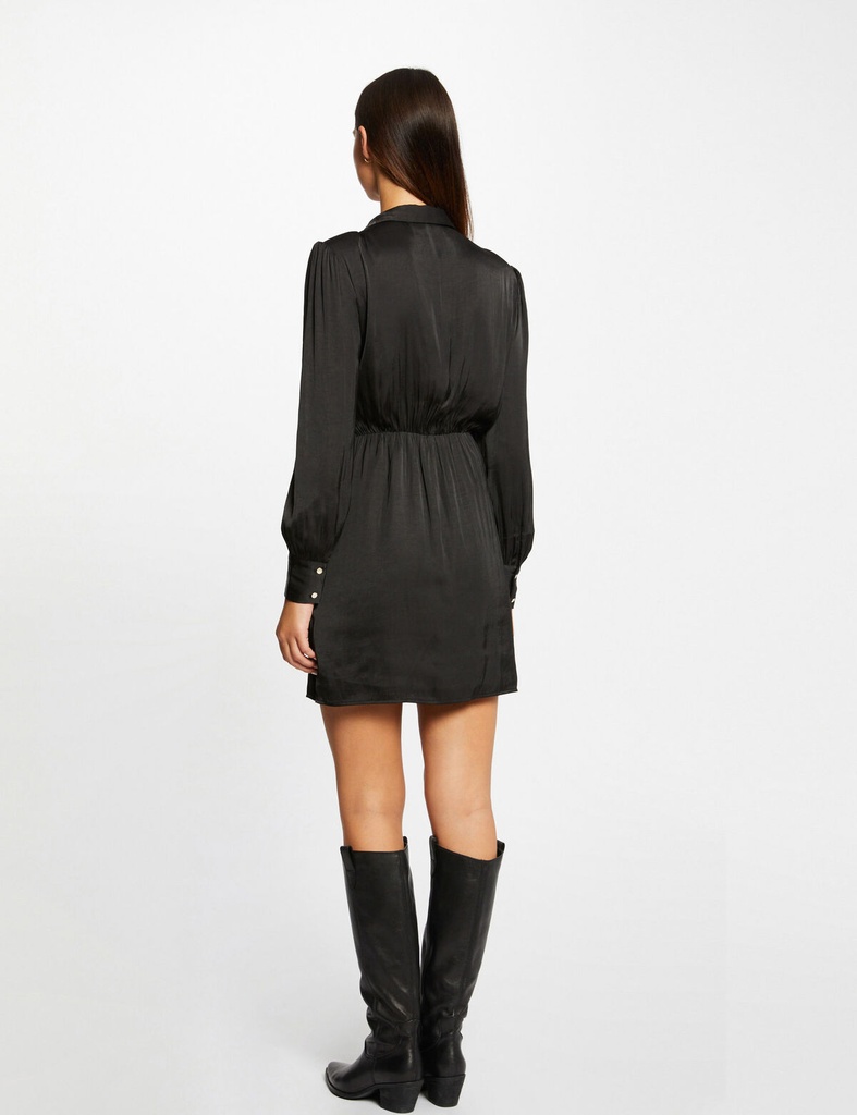 Vestido recto drapeado satinado 231-Rsoso