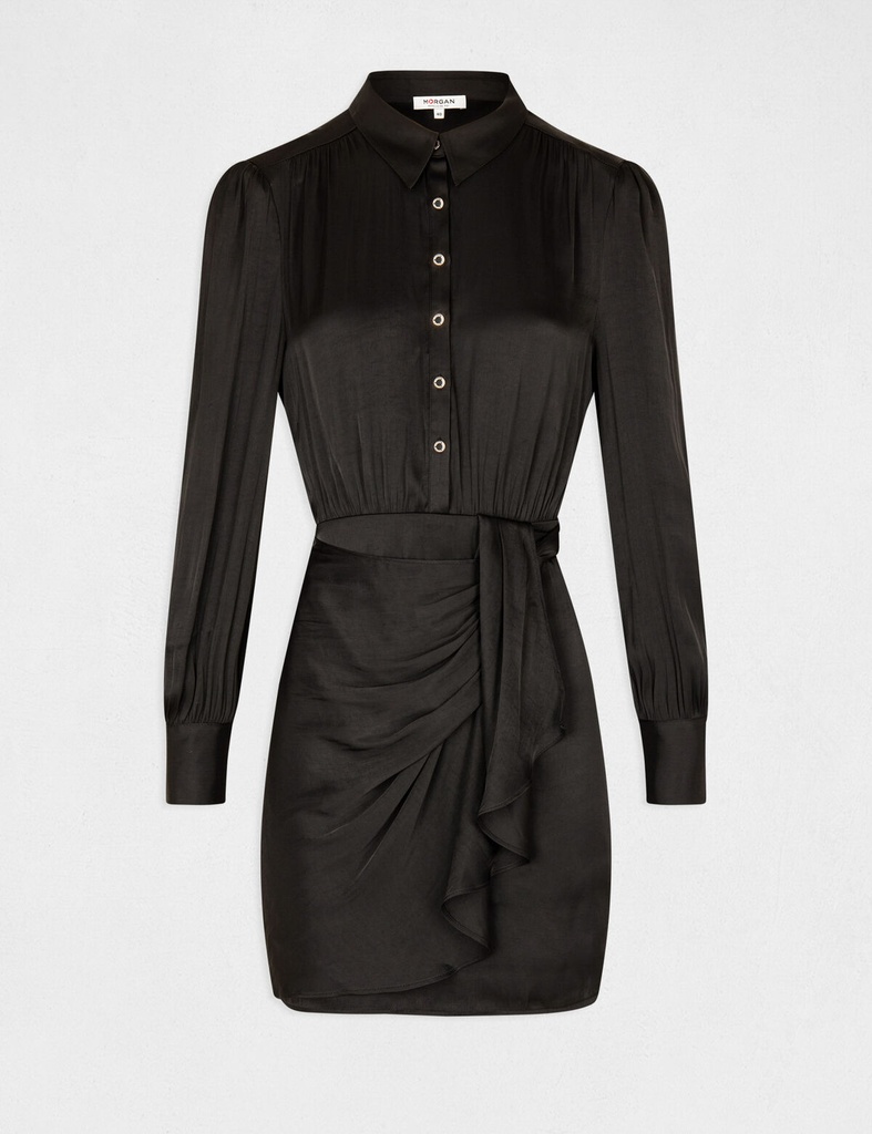 Vestido recto drapeado satinado 231-Rsoso
