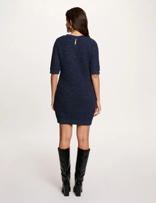 robe-courte-cintree-bleu-marine-femme-vue2-32536311045640987.webp