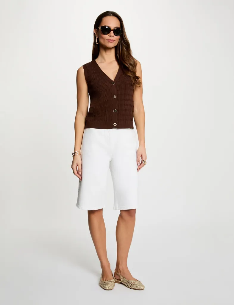 gilet-ajuste-col-v-marron-fonce-femme-vue5-32536311062131208.webp