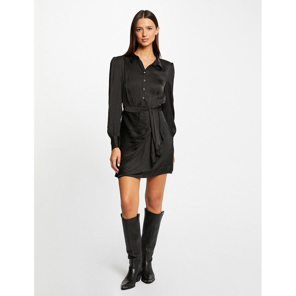 Vestido recto drapeado satinado 231-Rsoso (Tallas: T36)