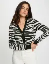 Cardigan cropped con cuello en V negro 252-Mzoo ..