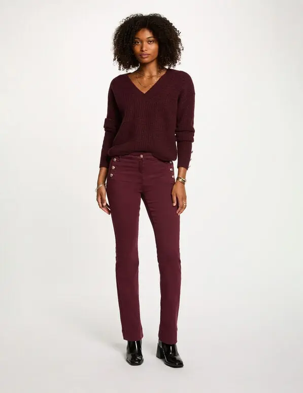Pantalón bootcut ciruela 252-Plumi (Tallas: T36)