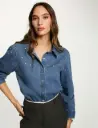 Camisa corta con cabujones denim stone 252-Cbling