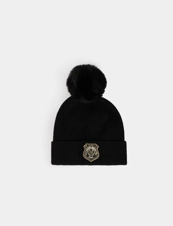 Gorro con pompon negro 252-5Bom