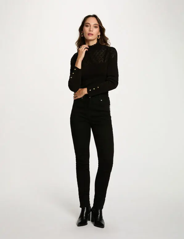 Vaquero slim con tachuelas negro 252-Pavi (Tallas: T36)