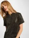 Camiseta de lentejuelas cuello alto amarillo oro 252-Dolivia