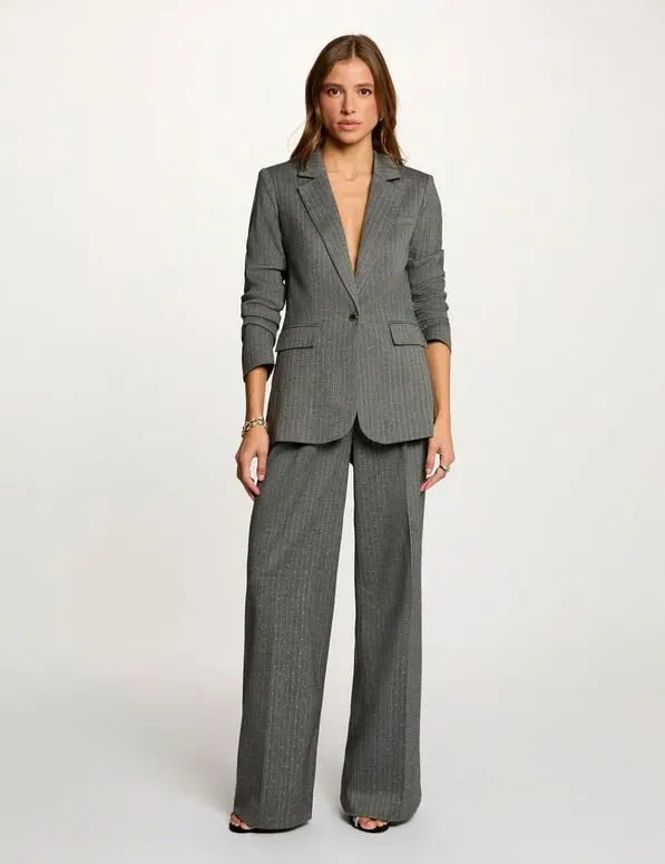 Pantalón recto a rayas gris moyen 252-Pveper.f