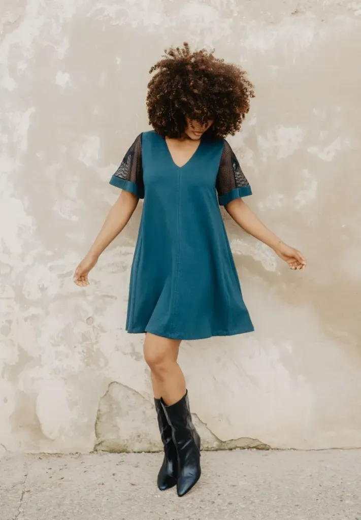 Vestido escote pico 75 C21-926 (Tallas: Ts)