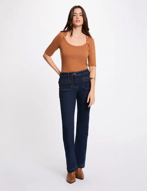 Vaqueros bootcut de tiro alto denim crudo 261-Polasi (Tallas: T36)