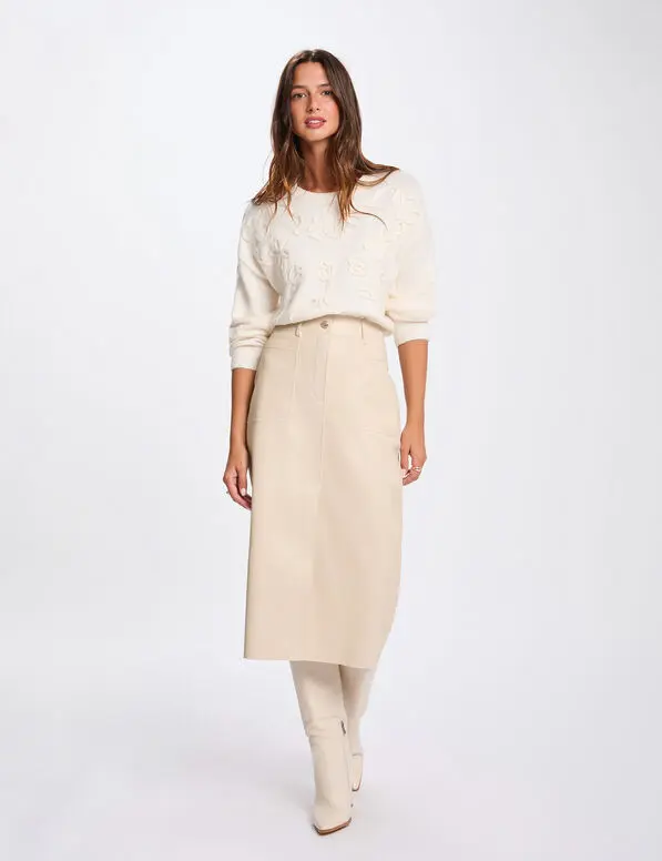 Falda lápiz ajustada creme 261-Jilfit