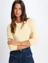 Jersey ajustado cuello redondo amarillo claro 261-menta