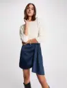 Falda corta satinada azul petróleo 261-Jdoty
