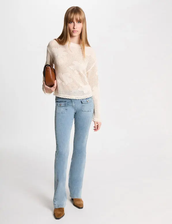 Vaquero boot-cut talle alto denim descolorido 241-Polen1