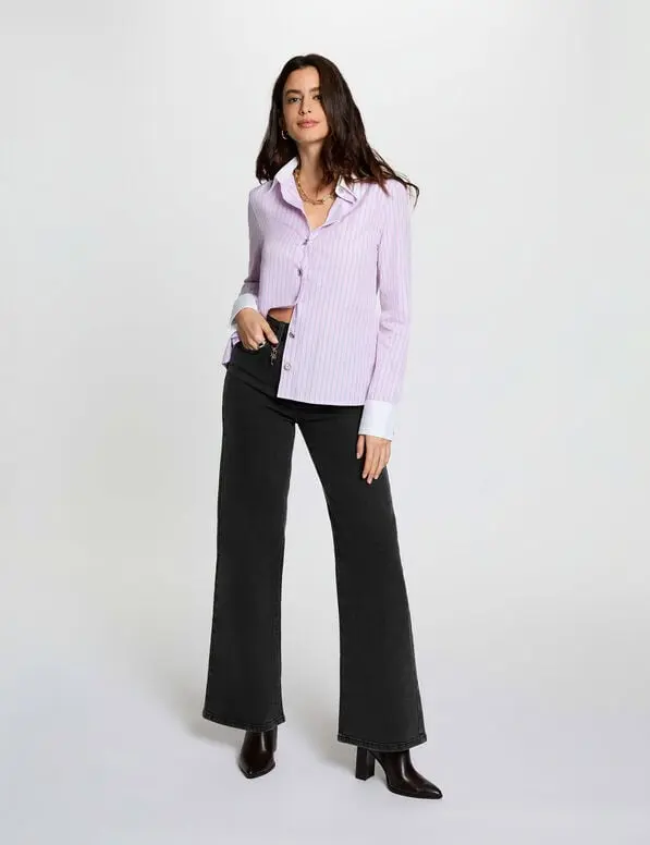 Vaqueros anchos de tiro alto denim negro 261-Peve
