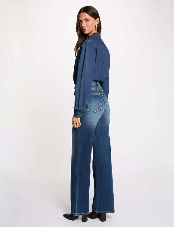 Vaquero ancho de tiro alto denim stone 261-Pizet (Tallas: T36)