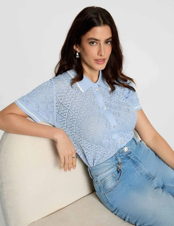 Chaleco ajustado con solapa azul cielo 261-Mrayna (Tallas: Ts)