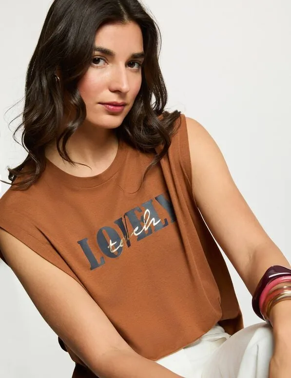 Camiseta recta cuello redondo cámel 261-Dpreppy (Tallas: Ts)