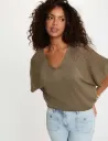 Jersey oversize con cuello v verde caqui 261-Milvi