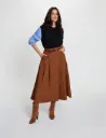 Falda larga plisada marrón coñac 261-Jaroce