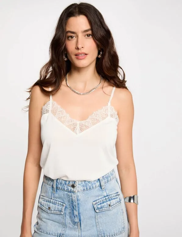 Top con encaje marfil 242-Betina (Tallas: Ts)