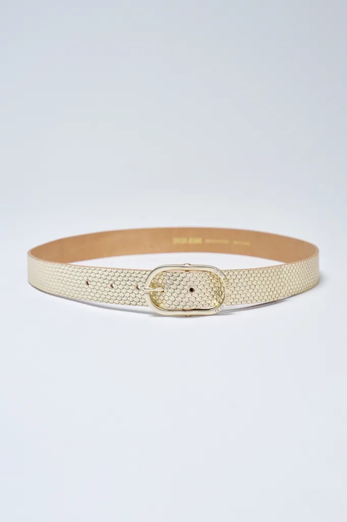 CINTO EN CUERO 21010997 (Tallas: T85, color: Dorado)