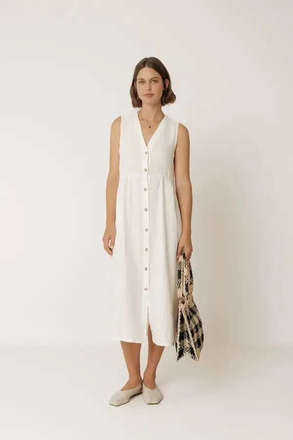 Vestido lino blanco V.V26.CC250 (Tallas: Ts)
