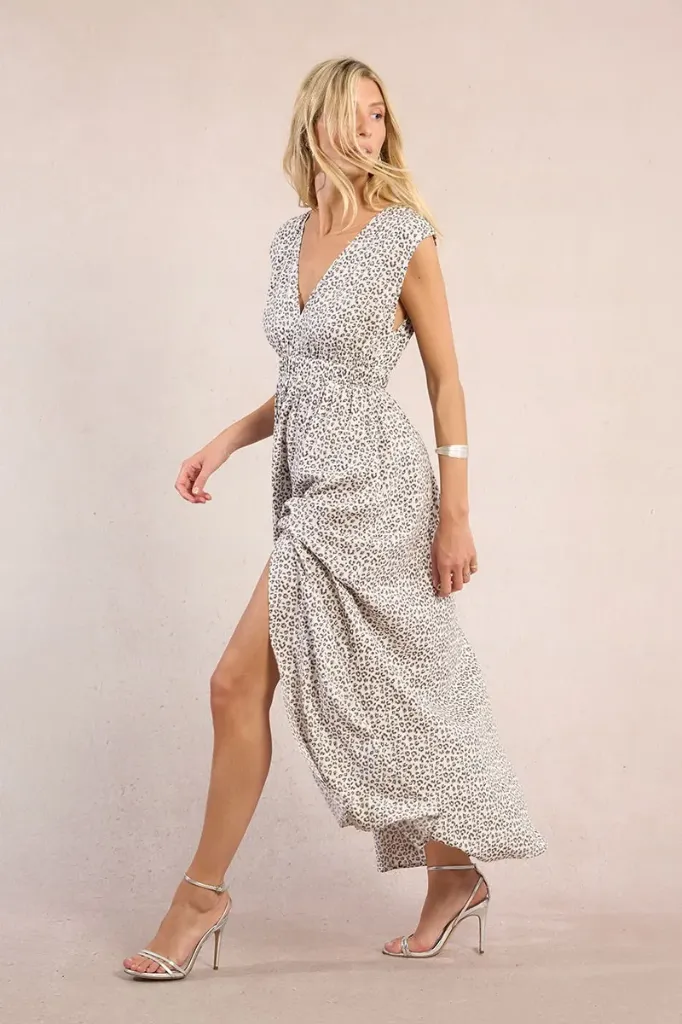 Vestido largo, de manga sisa, con estampado N301EE (Tallas: Ts)