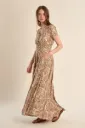 Vestido largo, de manga corta, con estampado.N297EE