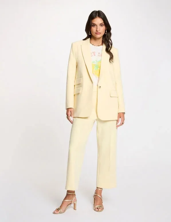 Pantalón recto de tiro alto amarillo pastel 261-Pvado (Tallas: T36)