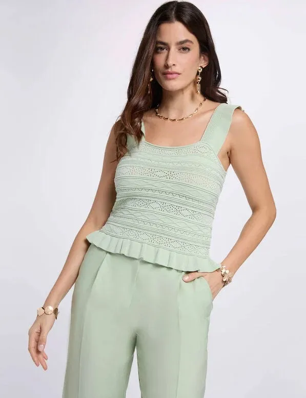 Jersey ajustado cuello cuadrado verde pastel 261-Mdeb (Tallas: Ts)