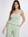 Jersey ajustado cuello cuadrado verde pastel 261-Mdeb