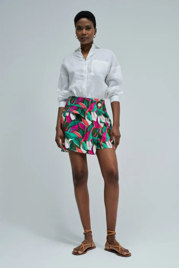 Short estampado de lino  21011201 (Tallas: Ts)