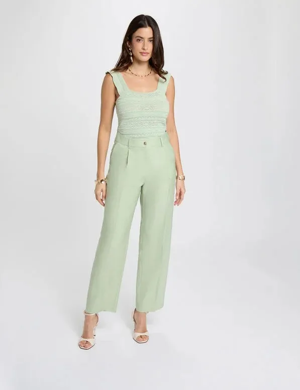 Pantalón carrot de tiro alto verde pastel 261-Pmedi.F