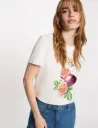 Camiseta estampada cuello redondo blanco 261-Dterra