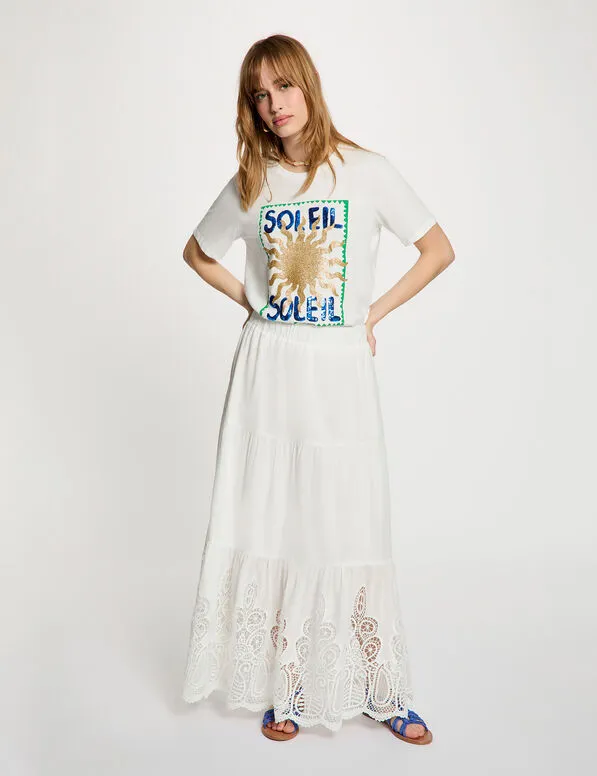 Falda larga detalle encaje blanco mujer 251-Jboy (Tallas: T36)